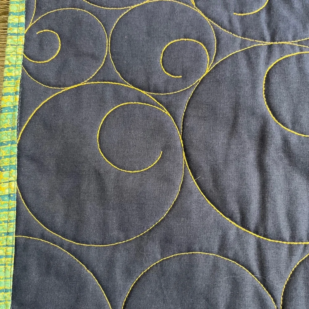 Handcrafted NEW Geometric Quilted Throw Blanket 60x44 Batik Ocean Celestial Art